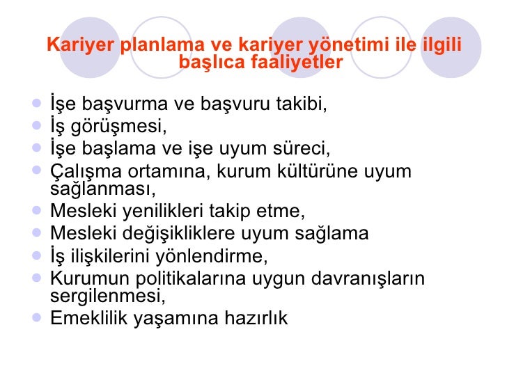 İş Kariyer: Yönetim Ve Planlama İş Kariyer: Yönetim Ve Planlama